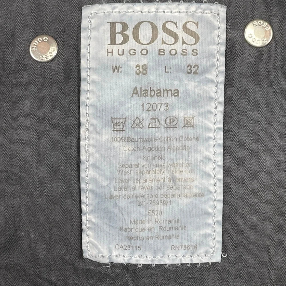 Hugo Boss Jeans Mens 38x32 Black Alabama Straight Leg Dark Denim Cotton NWT